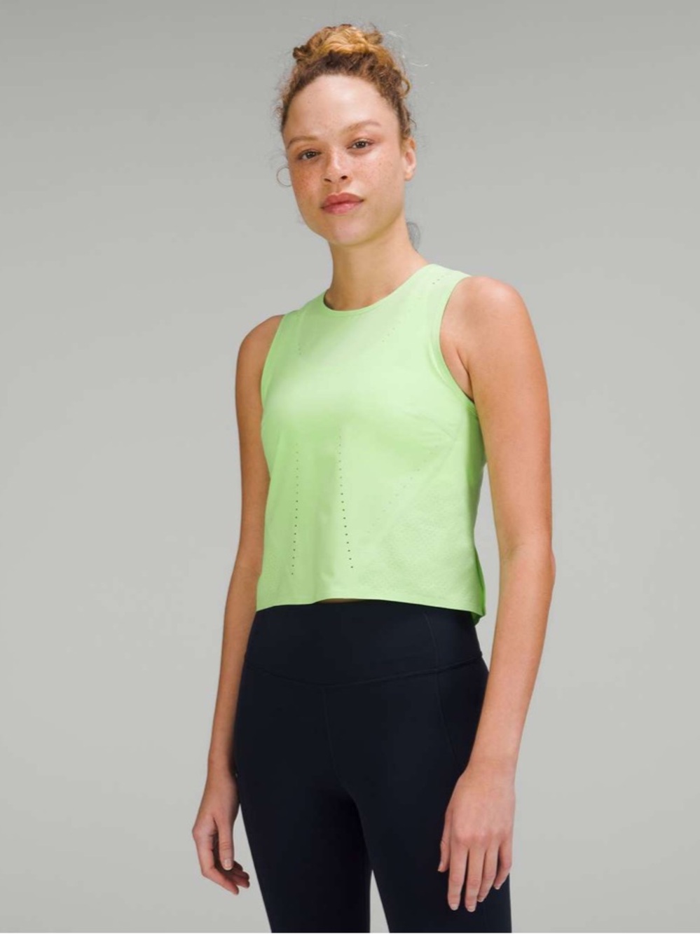 Lululemon Swift Ventilated Running Tank Top Scream Green Light Sz 6 Reflective